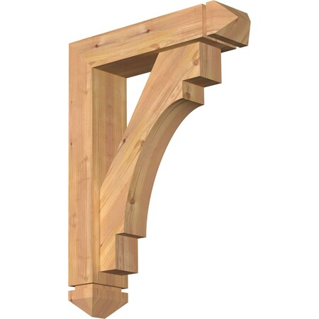 Merced Arts And Crafts Smooth Bracket W/ Offset Brace, Western Red Cedar, 5 1/2W X 22D X 30H